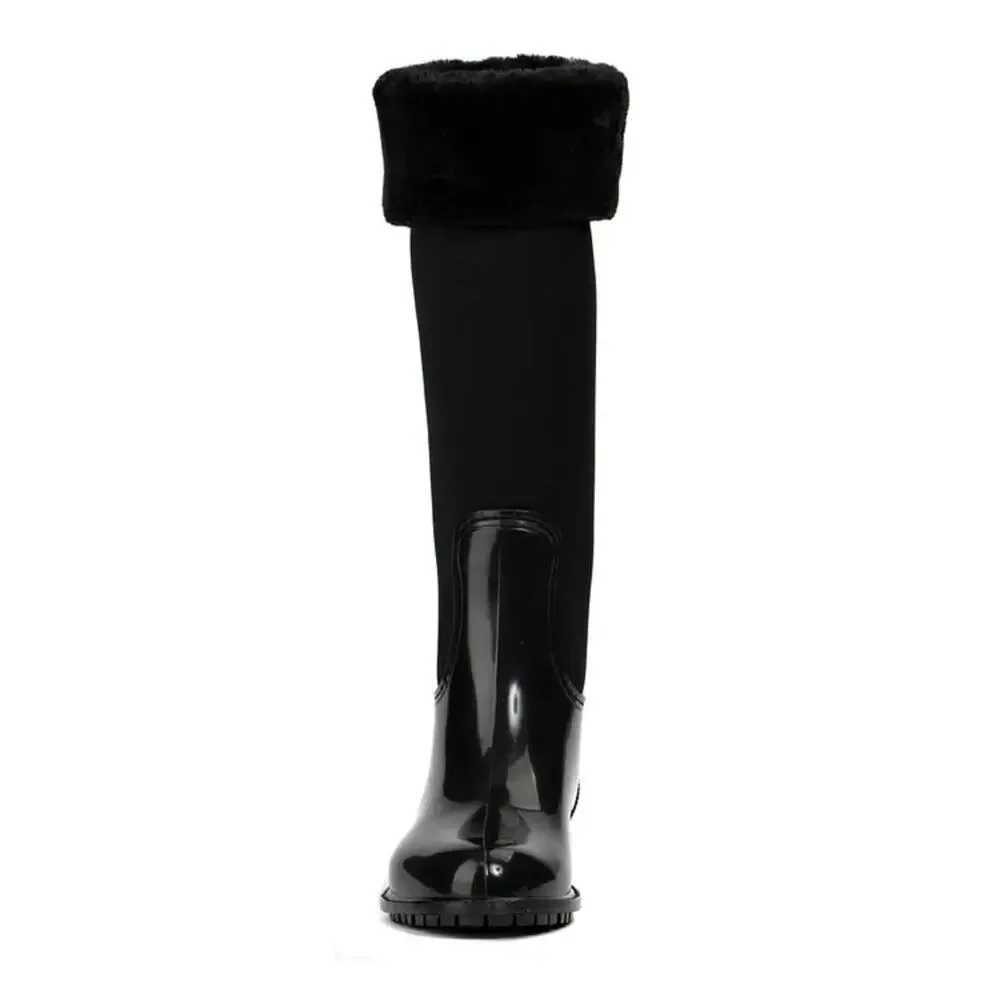 NWT -WET KNOT - Waterproof Tatum Faux Fur Cuff High Shaft Boots Black